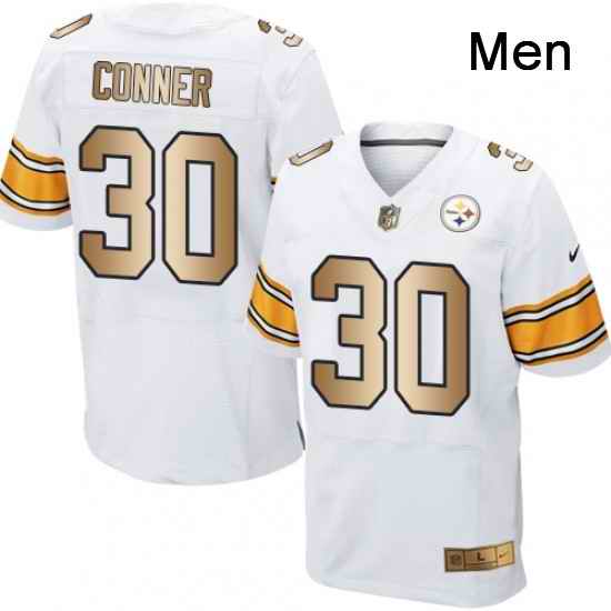 Mens Nike Pittsburgh Steelers 30 James Conner Elite WhiteGold NFL Jersey